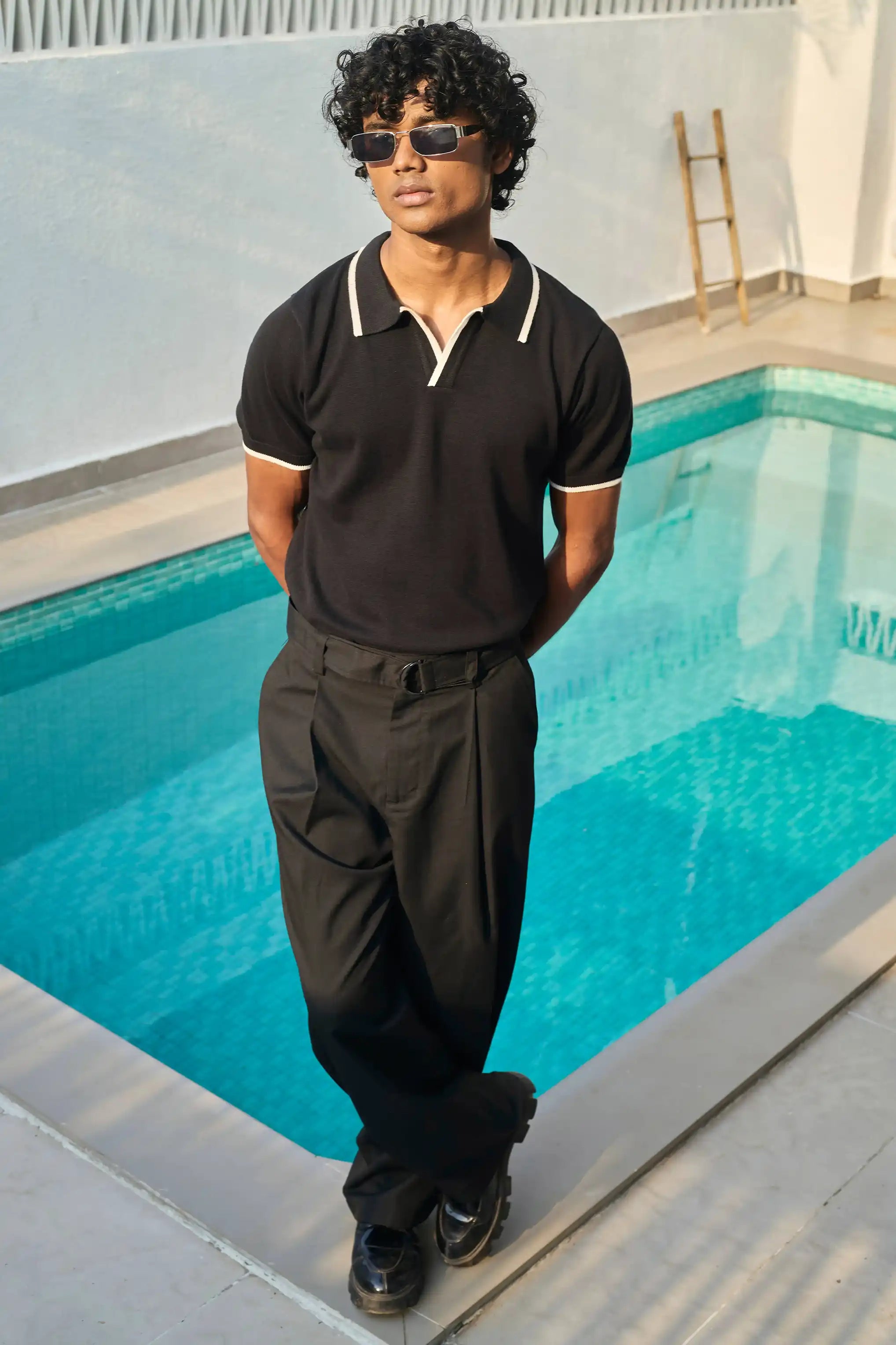 Signature Knit Polo T-Shirt - Black