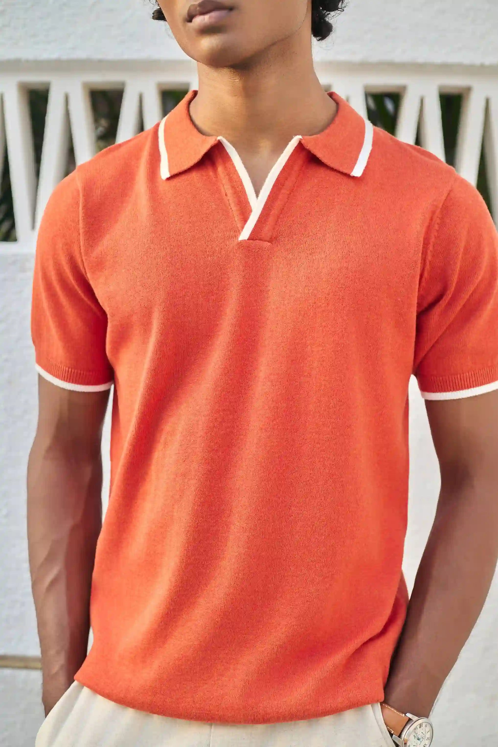 Signature Knit Polo T-Shirt - Orange