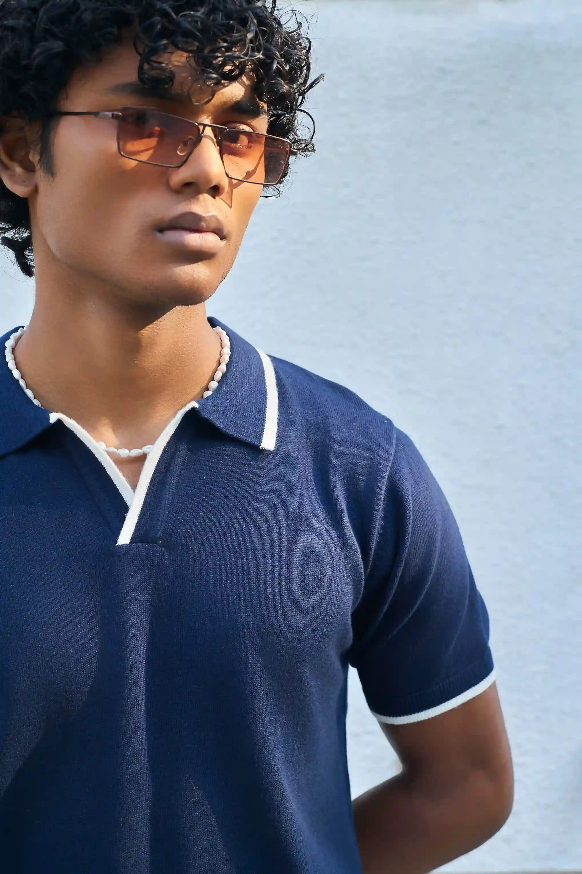 Signature Knit Polo T-Shirt - Navy Blue