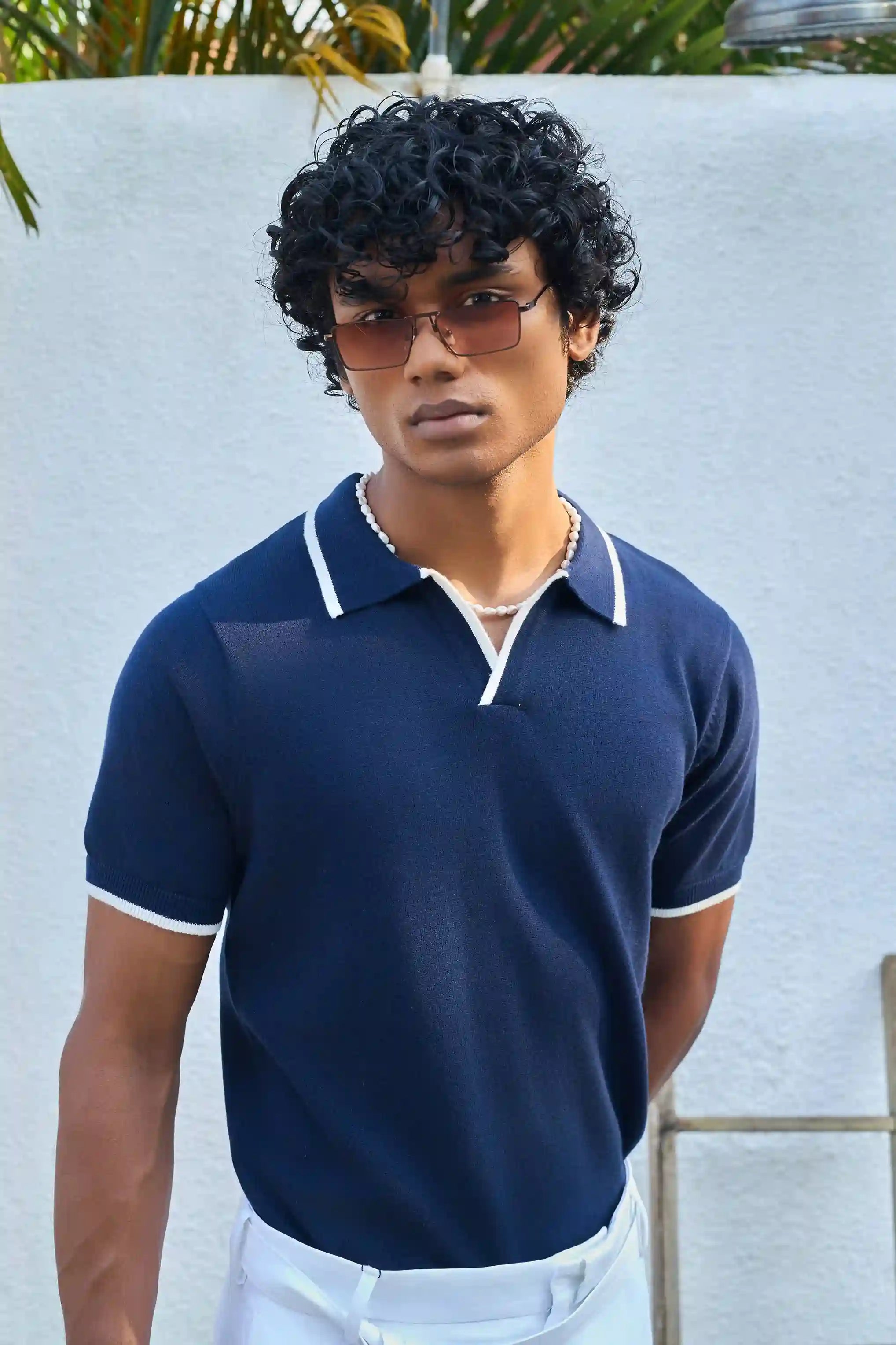 Signature Knit Polo T-Shirt - Navy Blue