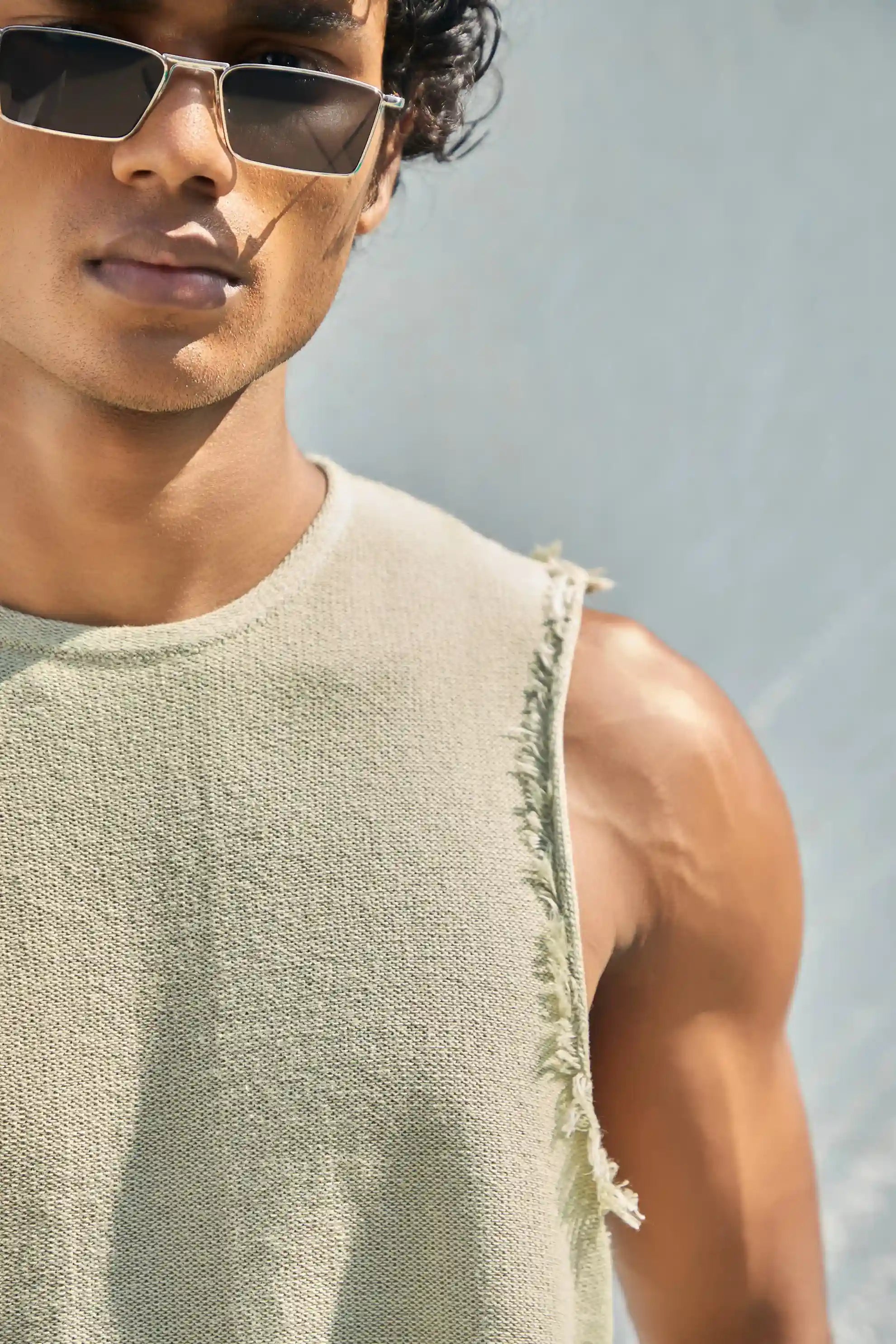 Sage Green Jacquard Knit Tank Top
