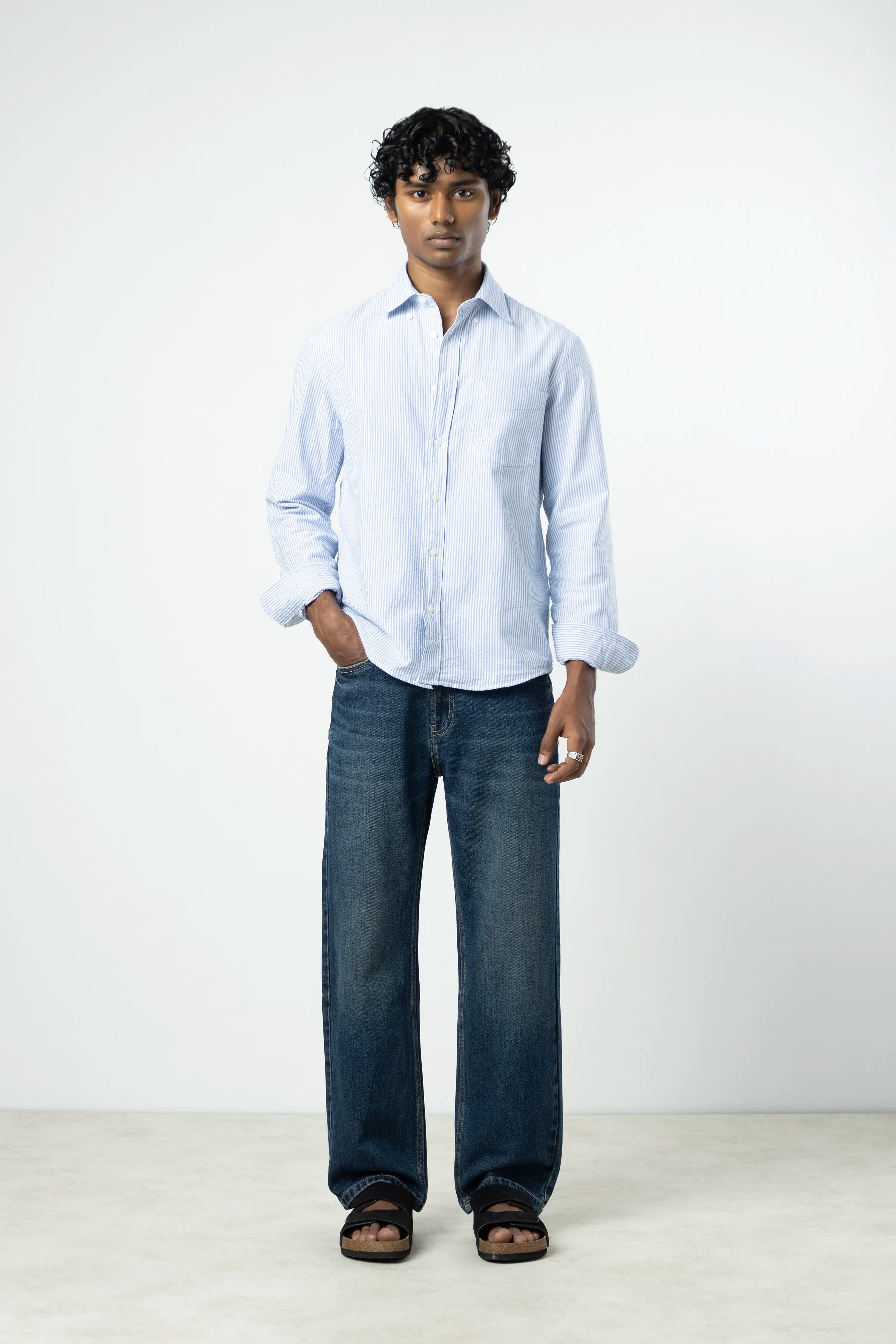 Deep Blue Faded Straight Fit Jeans