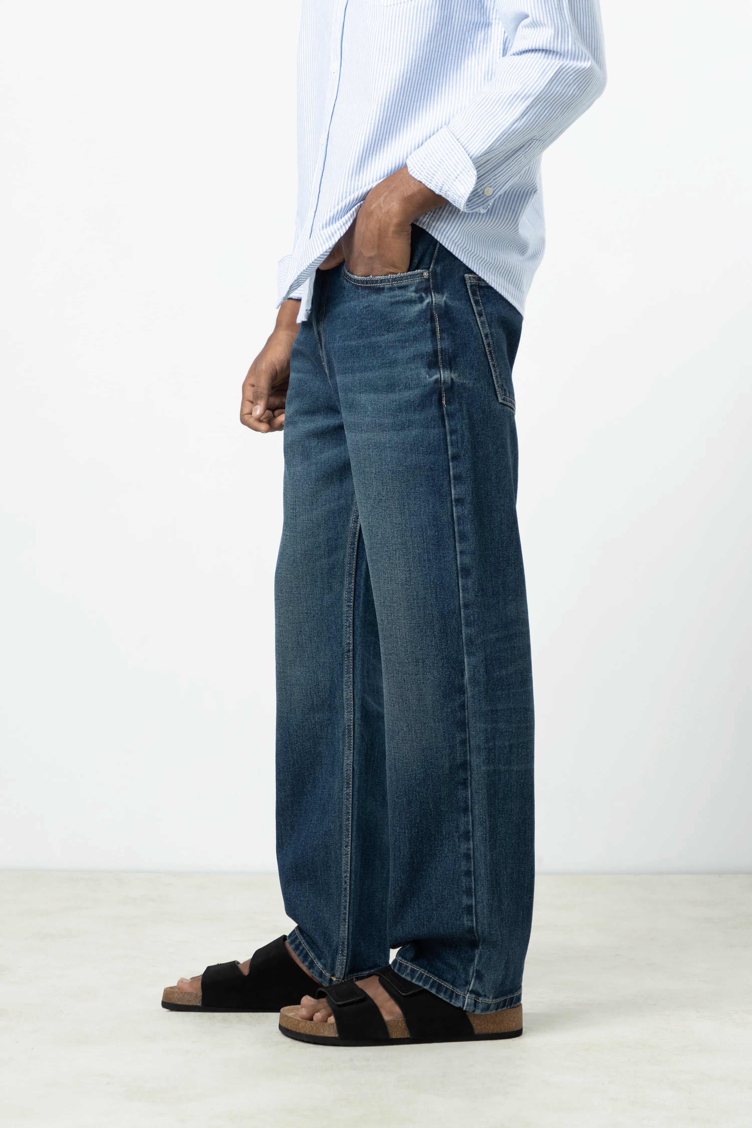 Deep Blue Faded Straight Fit Jeans