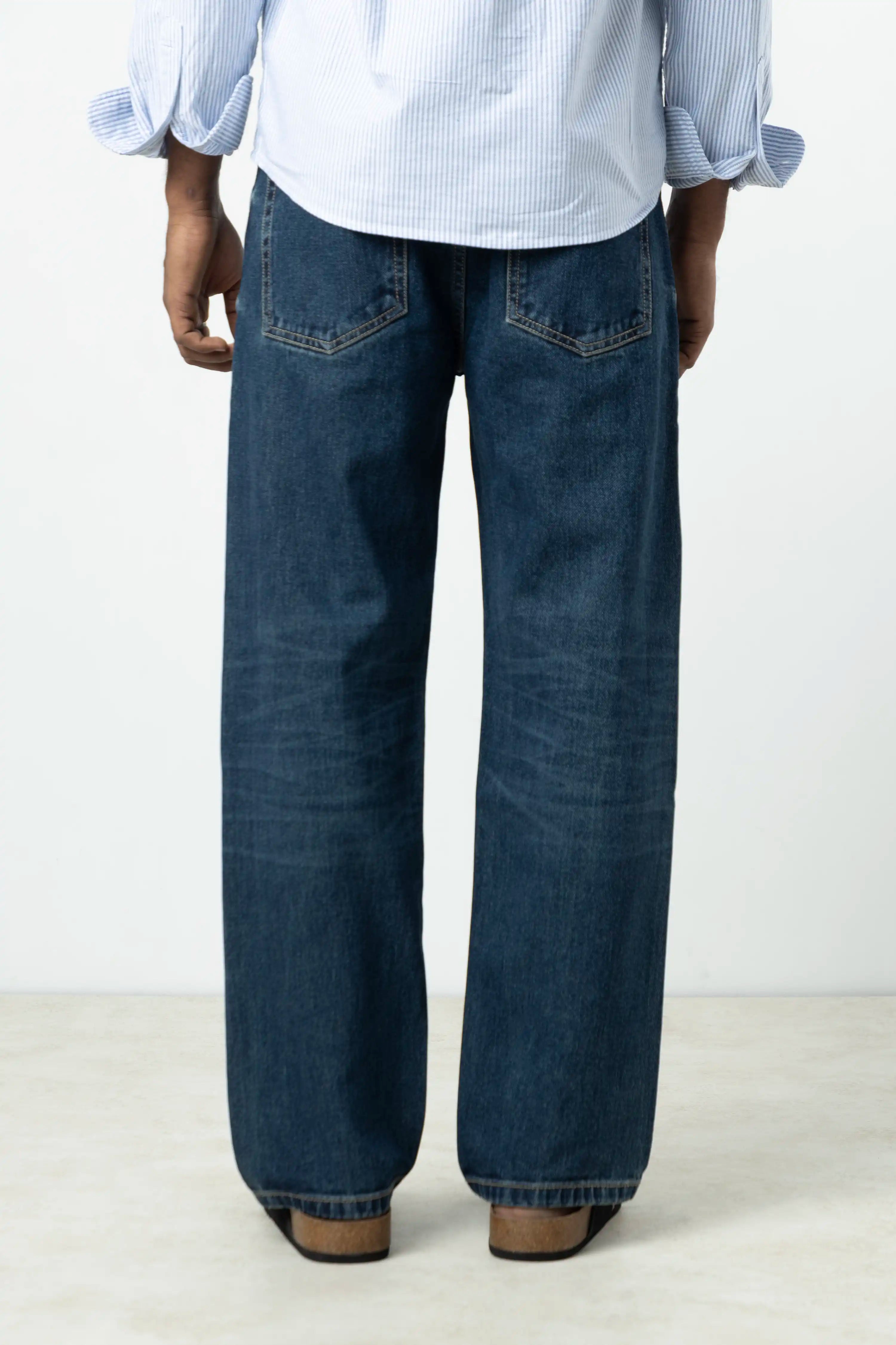 Deep Blue Faded Straight Fit Jeans