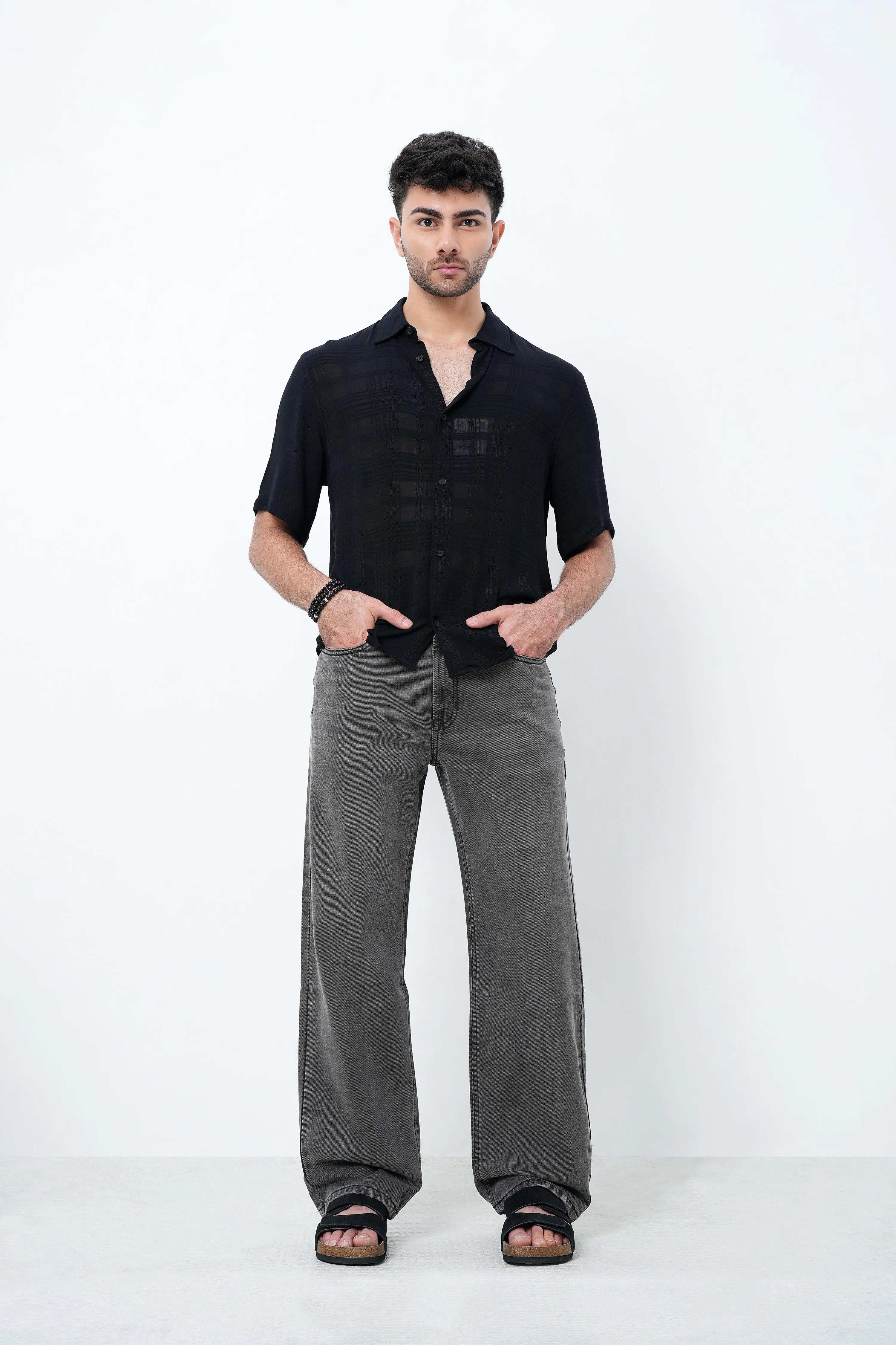 Ash Grey Faded Straight Fit Jeans