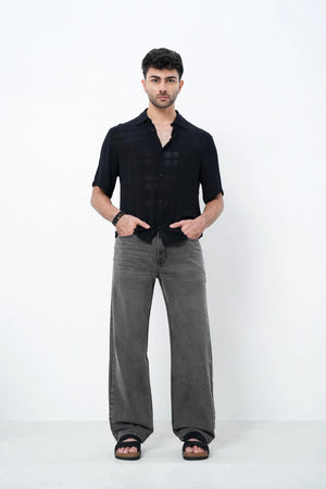 Ash Grey Faded Straight Fit Jeans