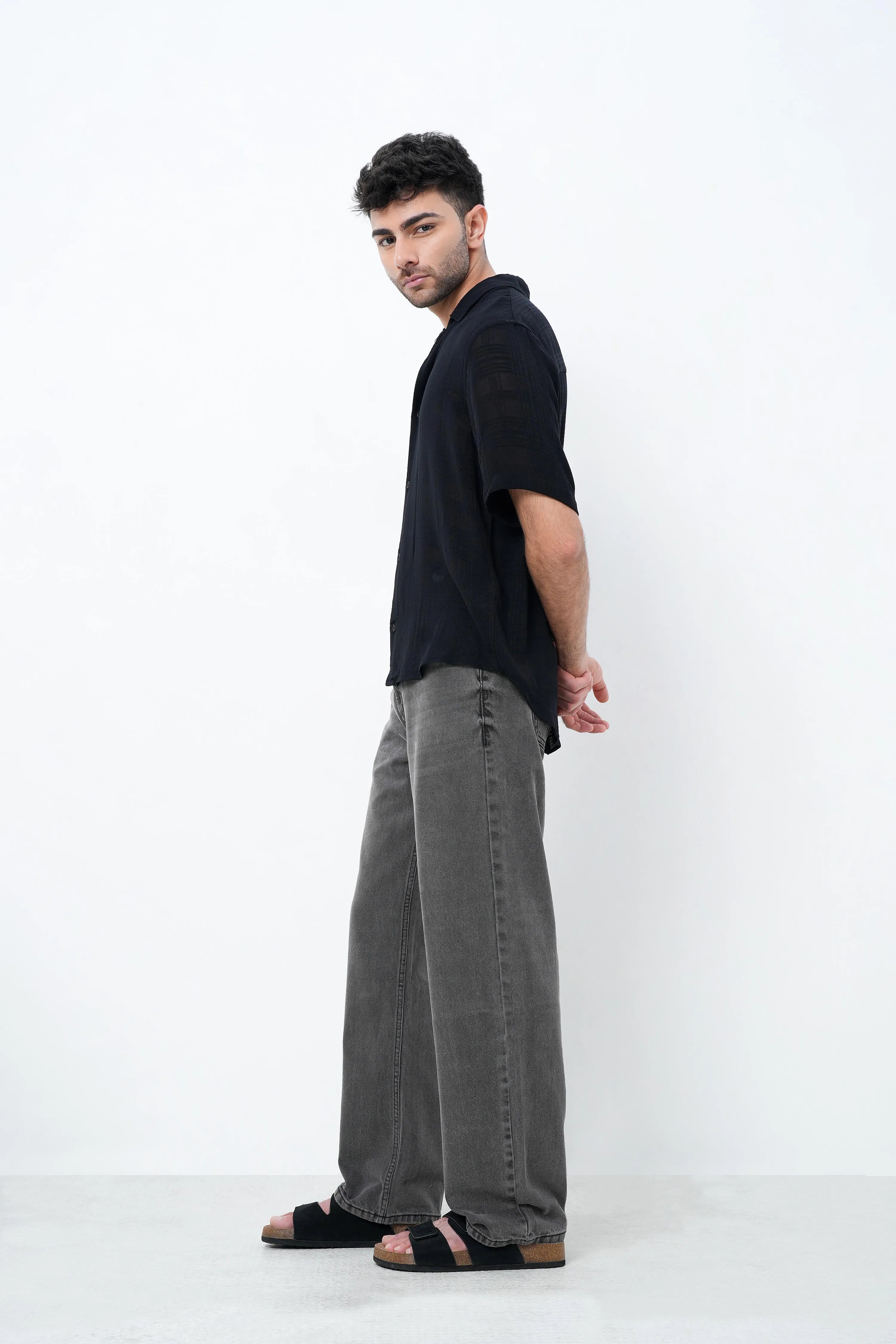 Ash Grey Faded Straight Fit Jeans