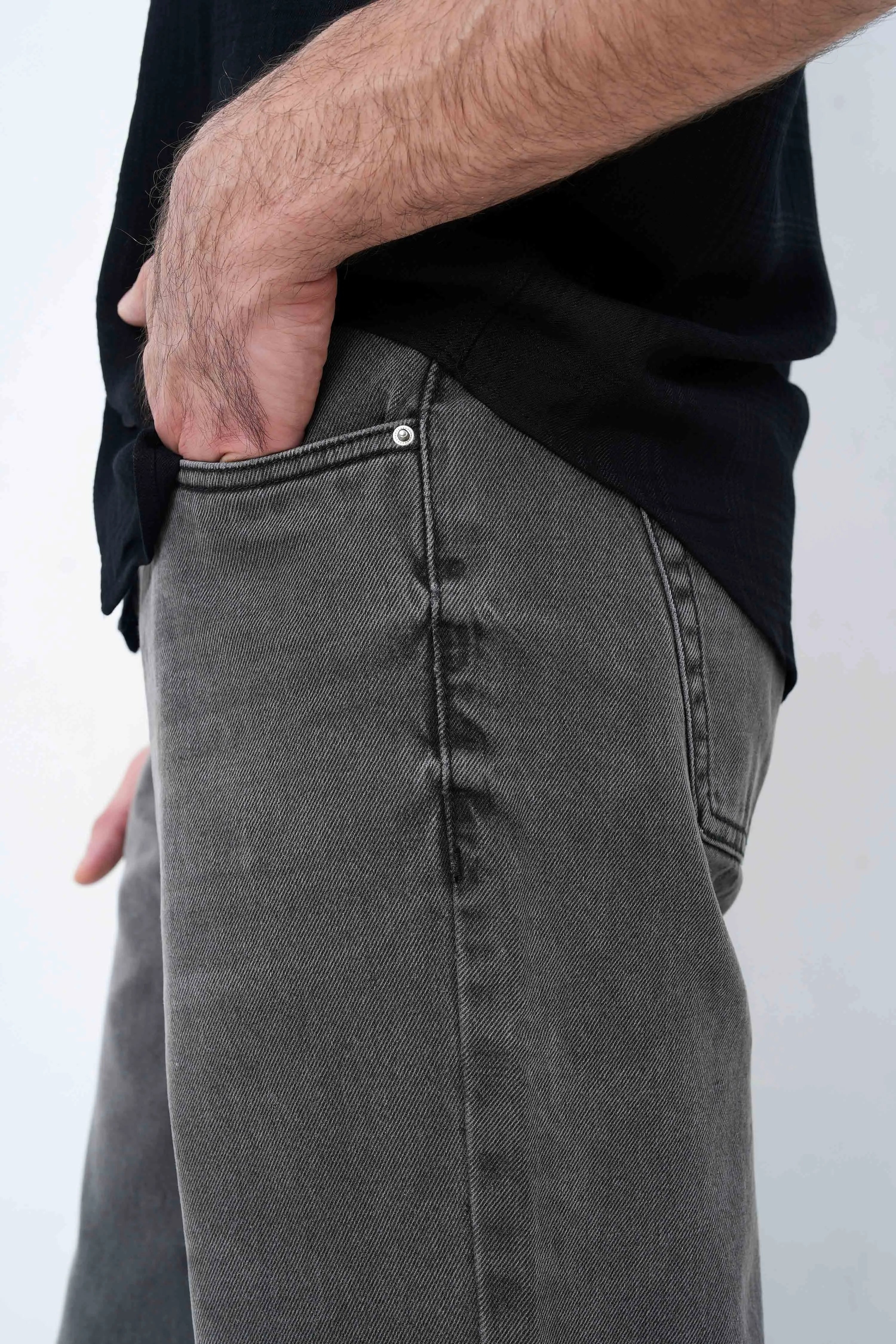 Ash Grey Faded Straight Fit Jeans