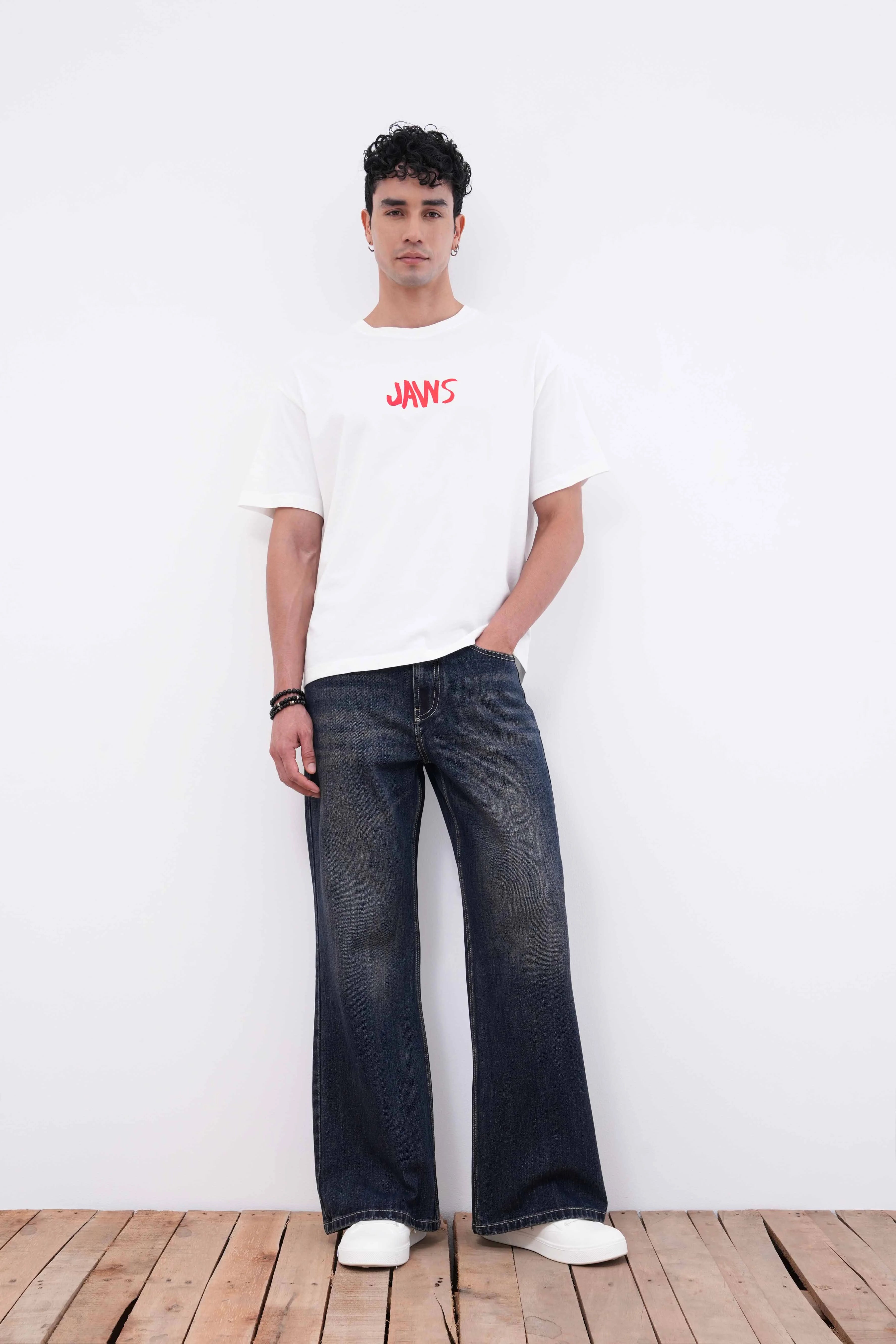 Charcoal Blue Flare Fit Jeans Black - Image 1