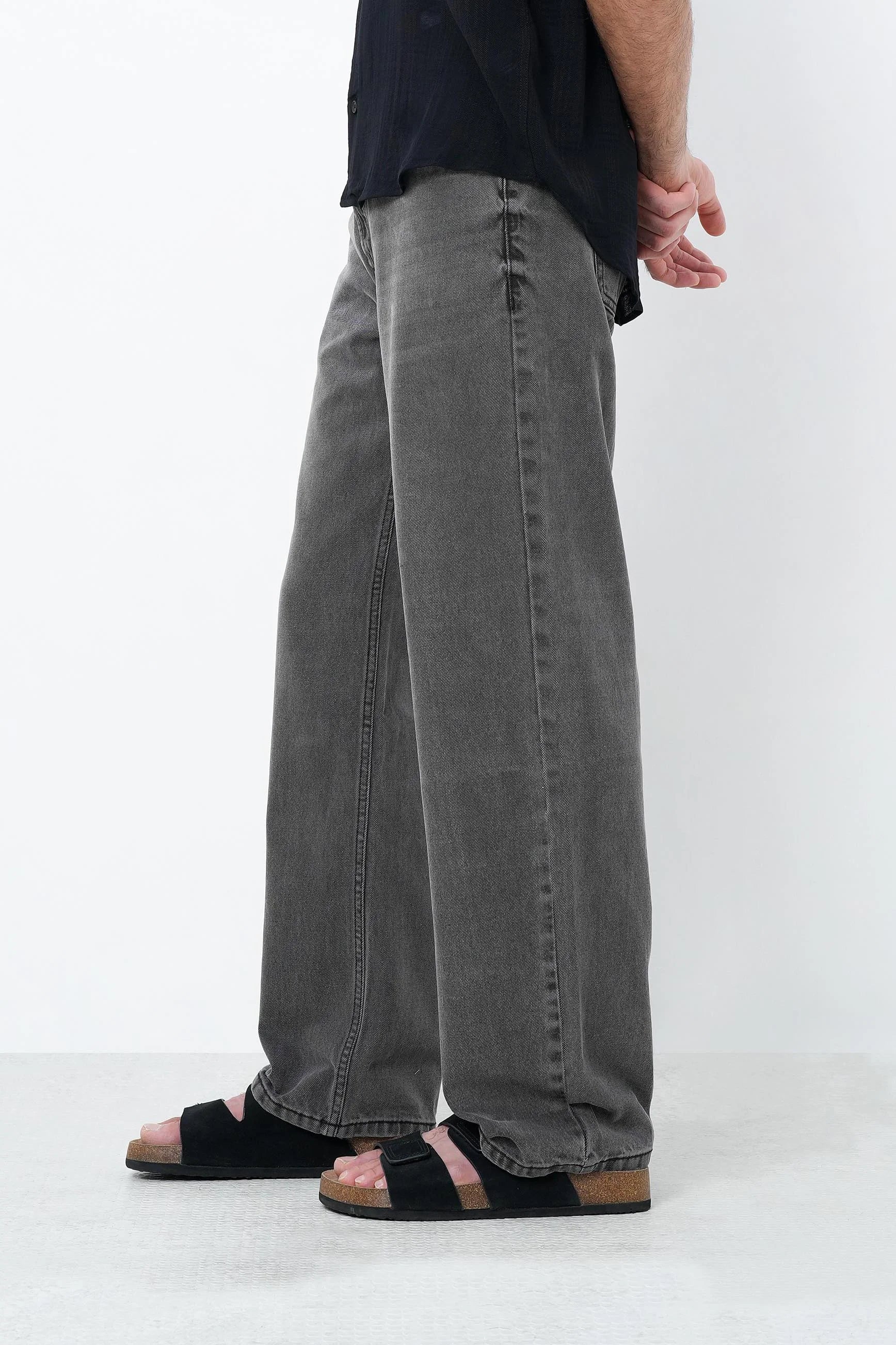 Ash Grey Faded Straight Fit Jeans