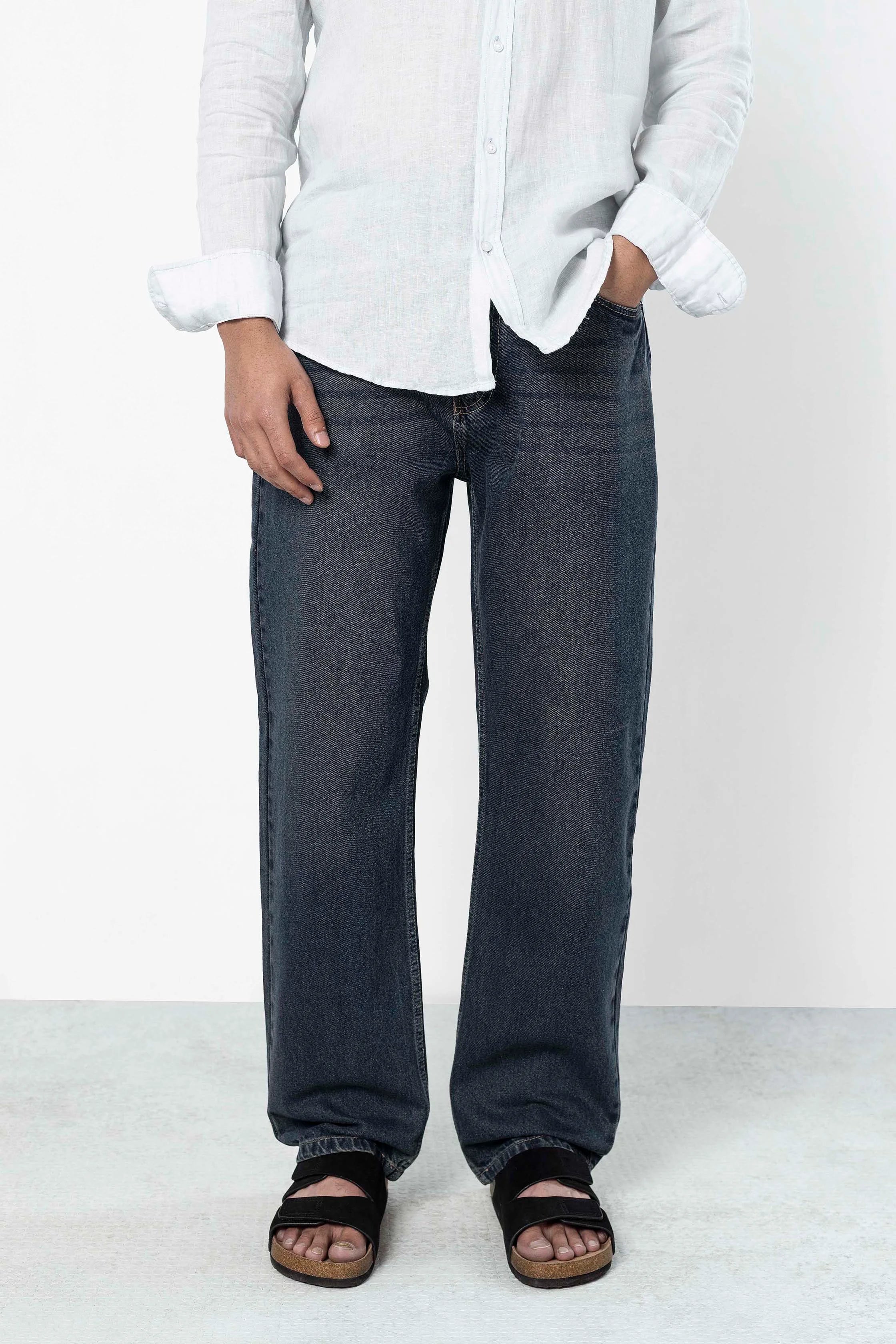 Dusk Blue Faded Straight Fit Jeans