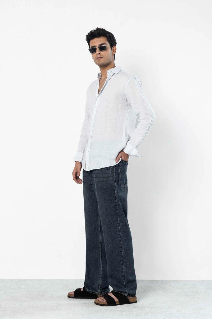 Dusk Blue Faded Straight Fit Jeans