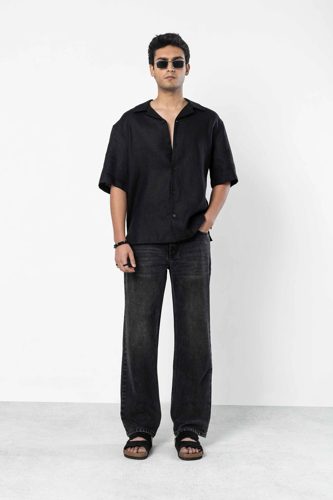 Black Faded Straight Fit Jeans