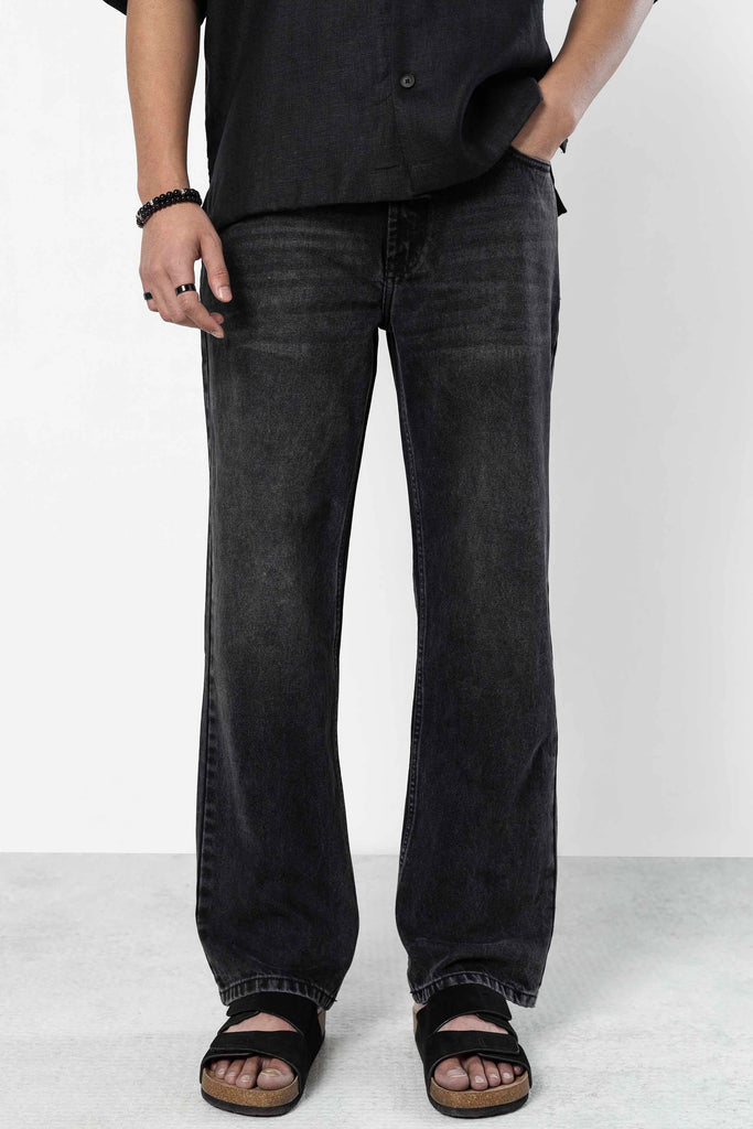 Black Faded Straight Fit Jeans