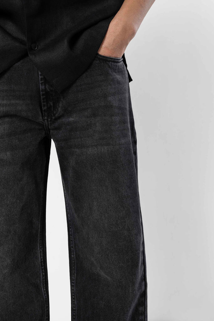 Black Faded Straight Fit Jeans