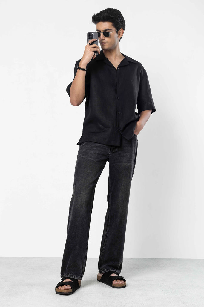 Black Faded Straight Fit Jeans