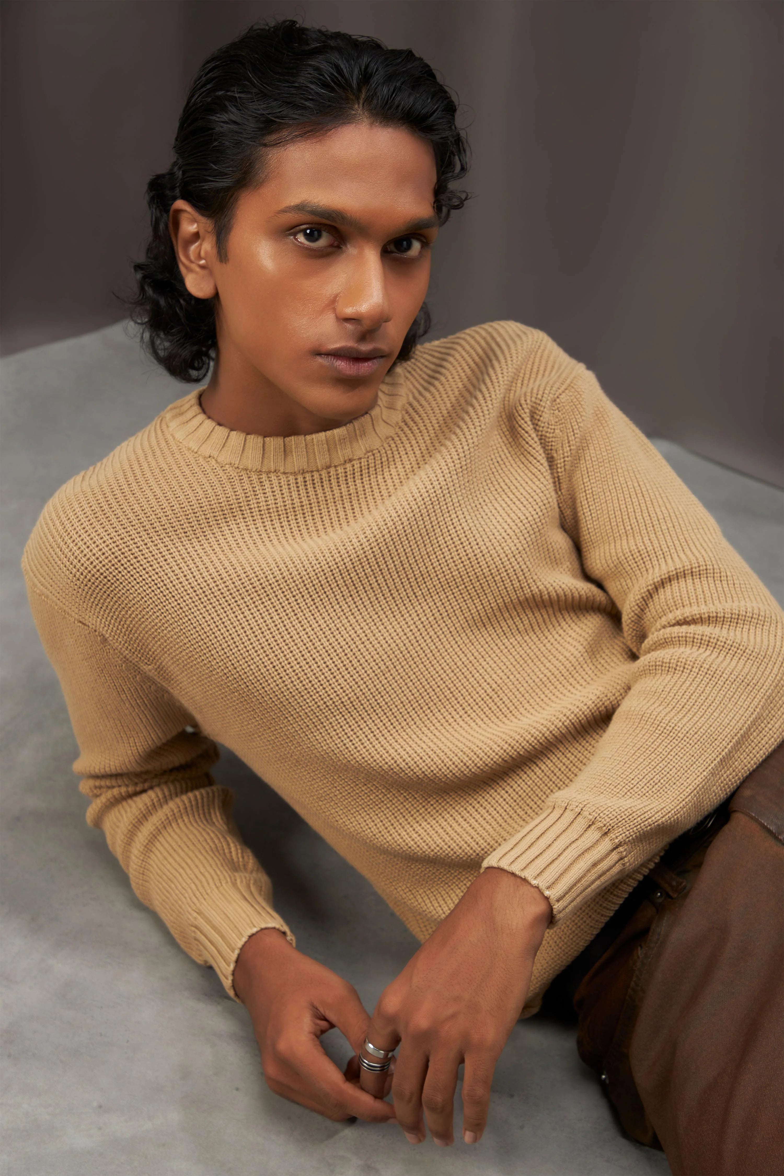 Beige Oversized Knitwear