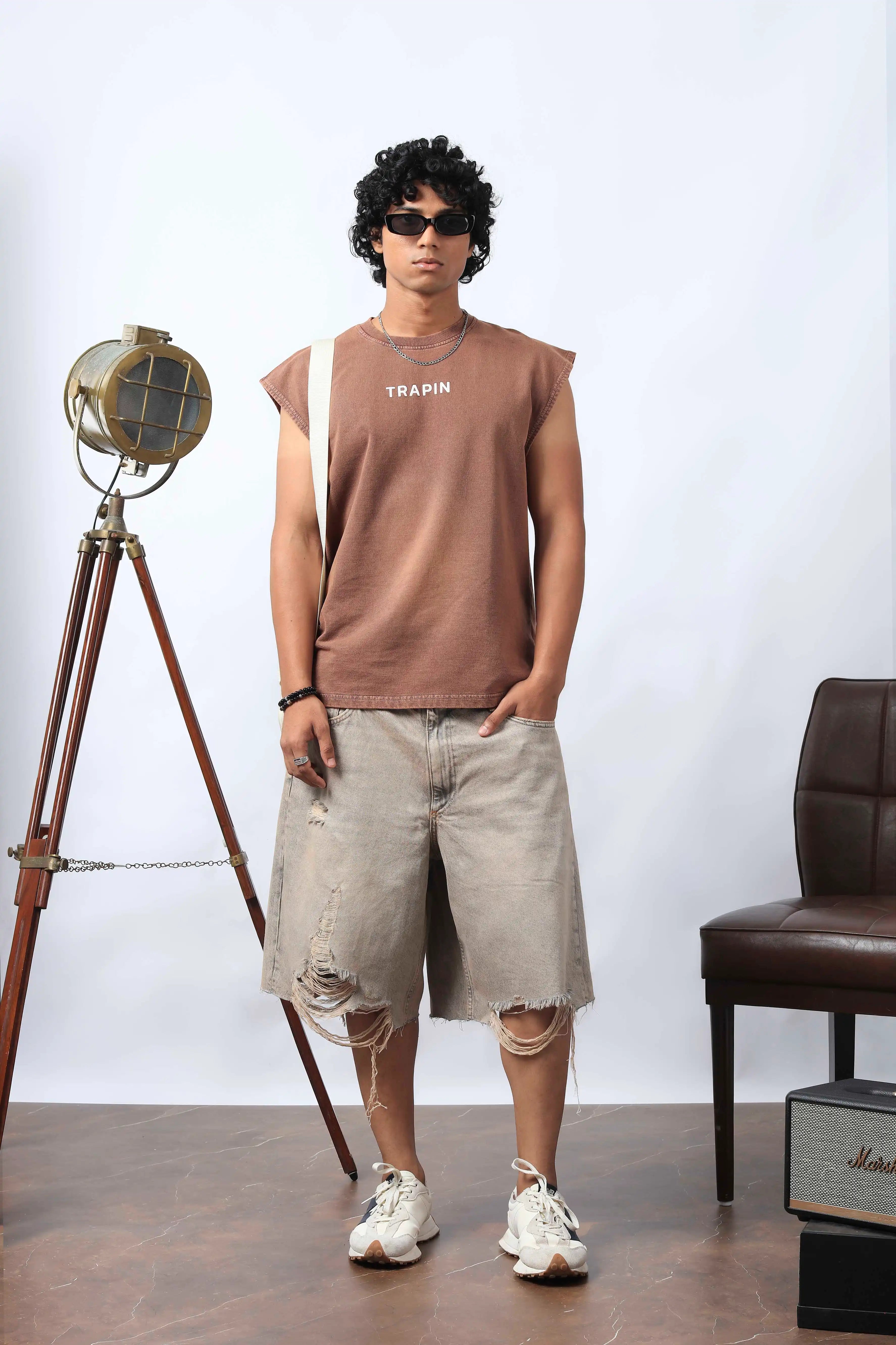 Mocha Brown Reality Check Muscle Tee