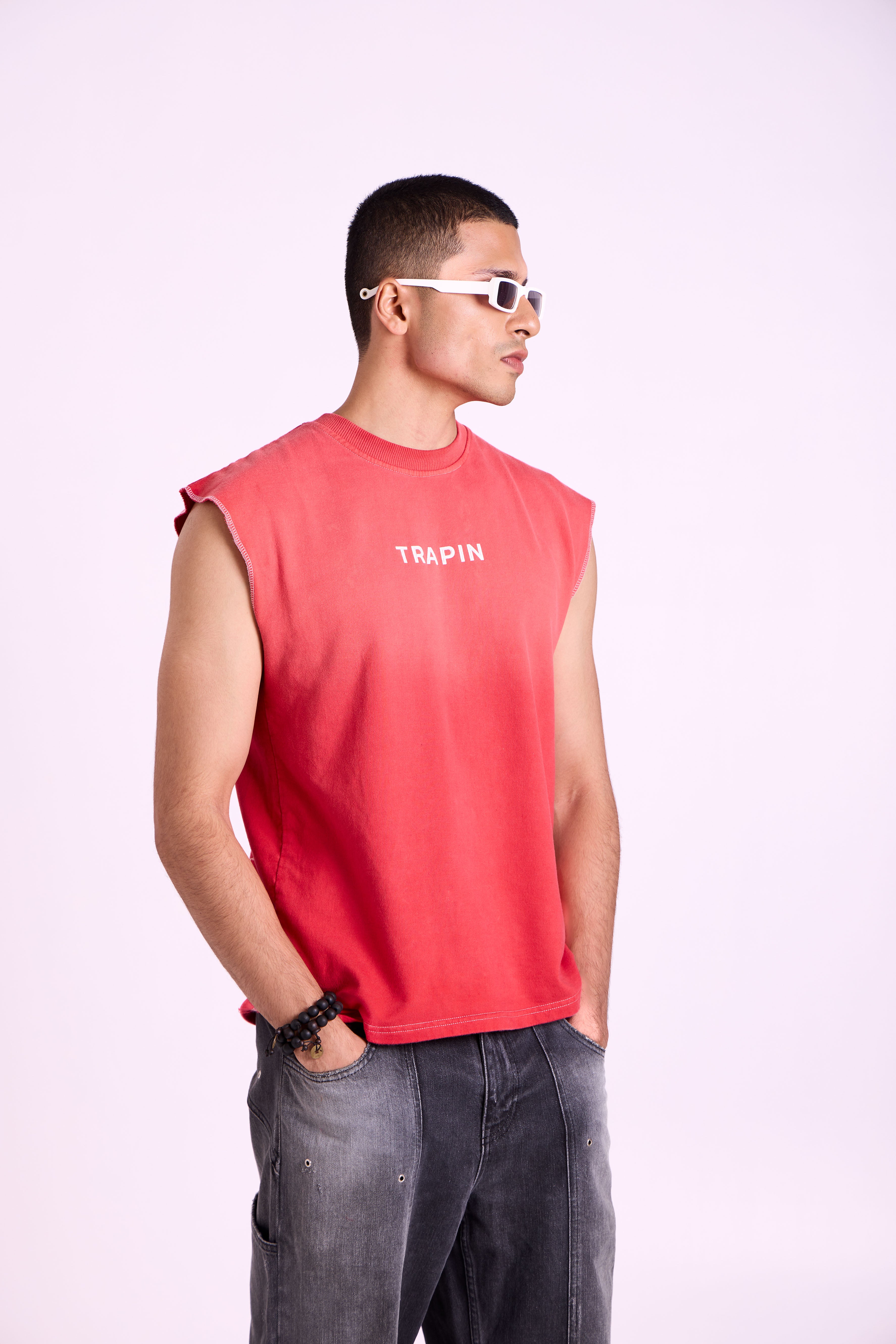 Ombre Peach Reality Check Muscle Tee