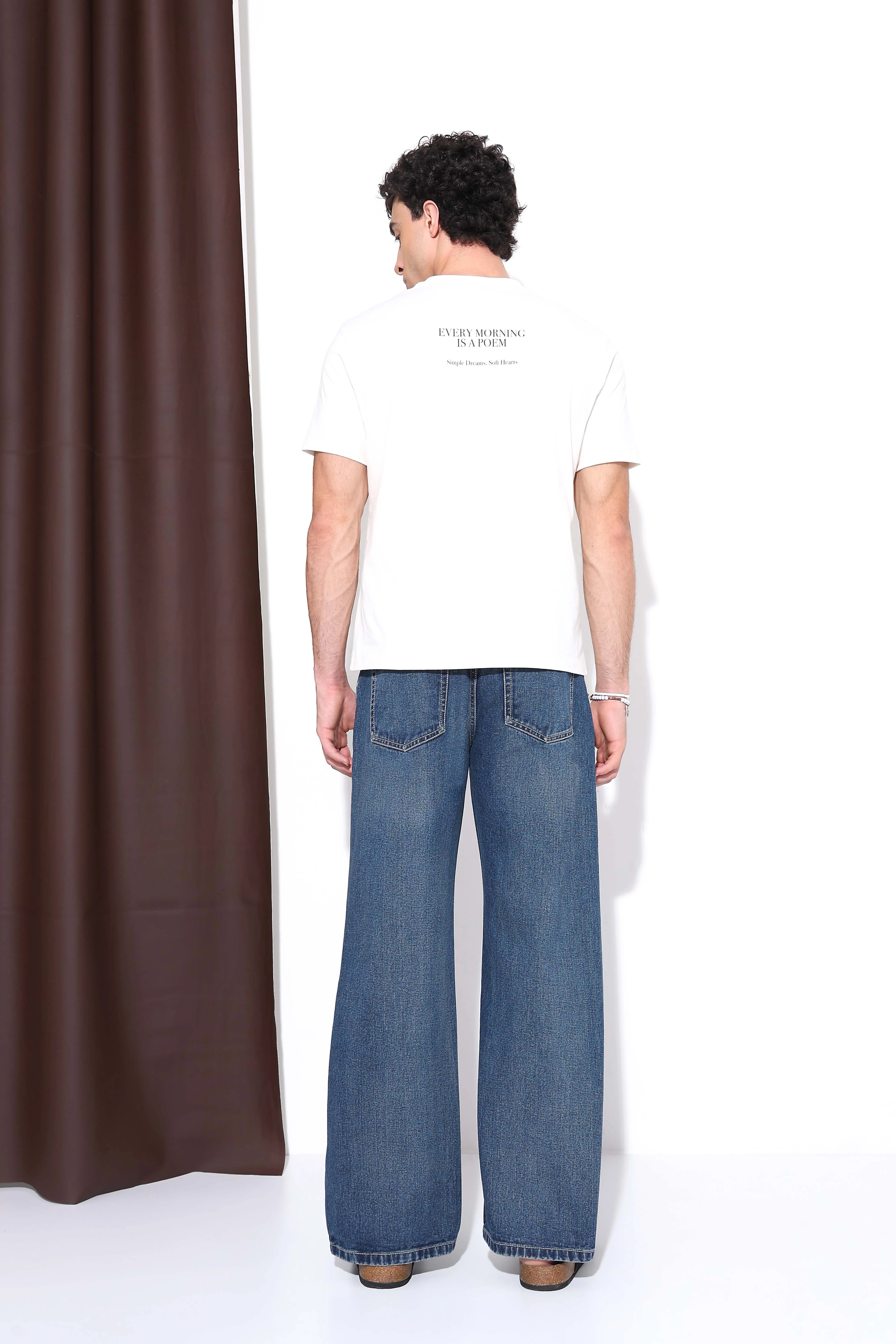 Soft Blue Loose Straight Fit Jeans