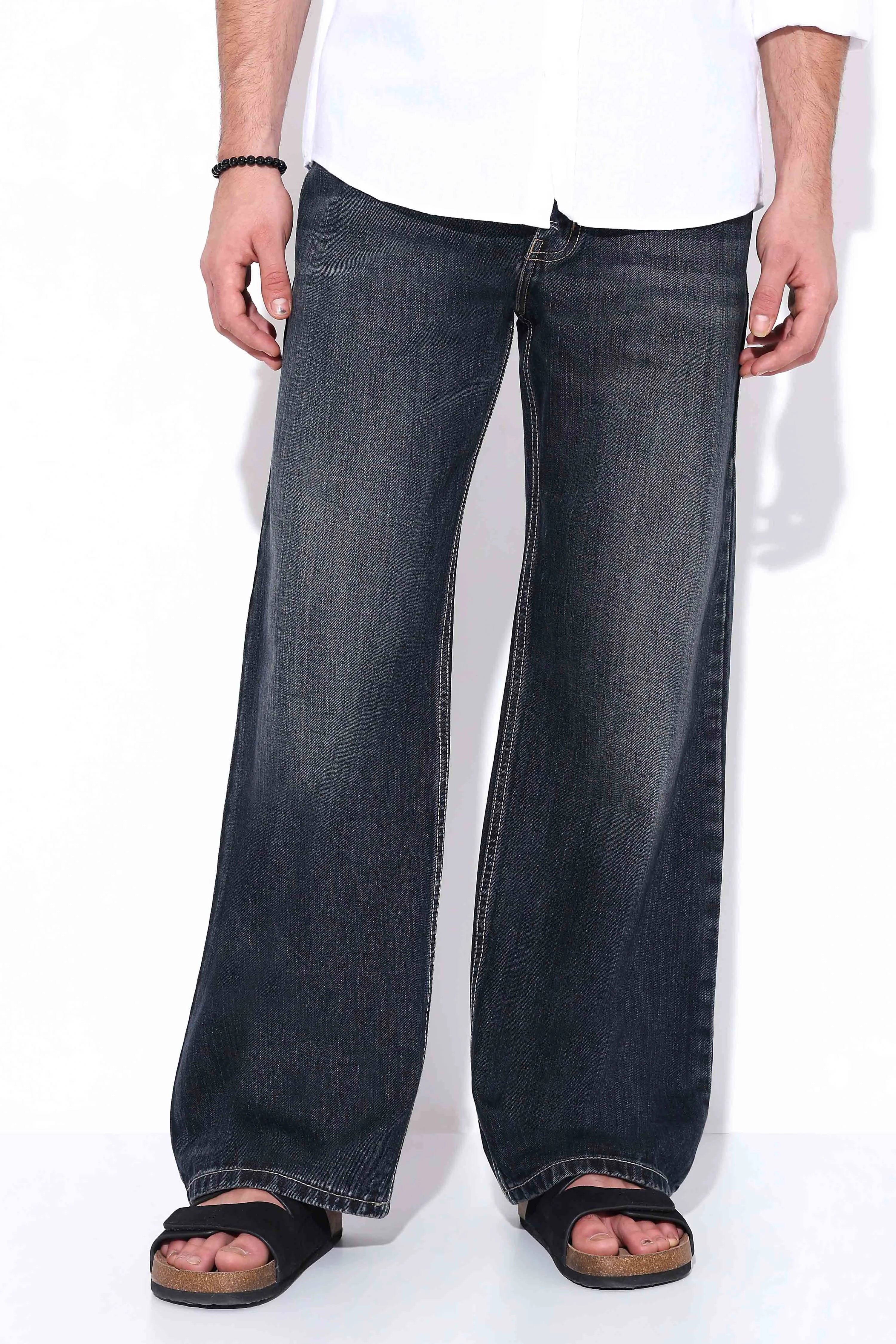 Charcoal Blue Relaxed Fit Jeans