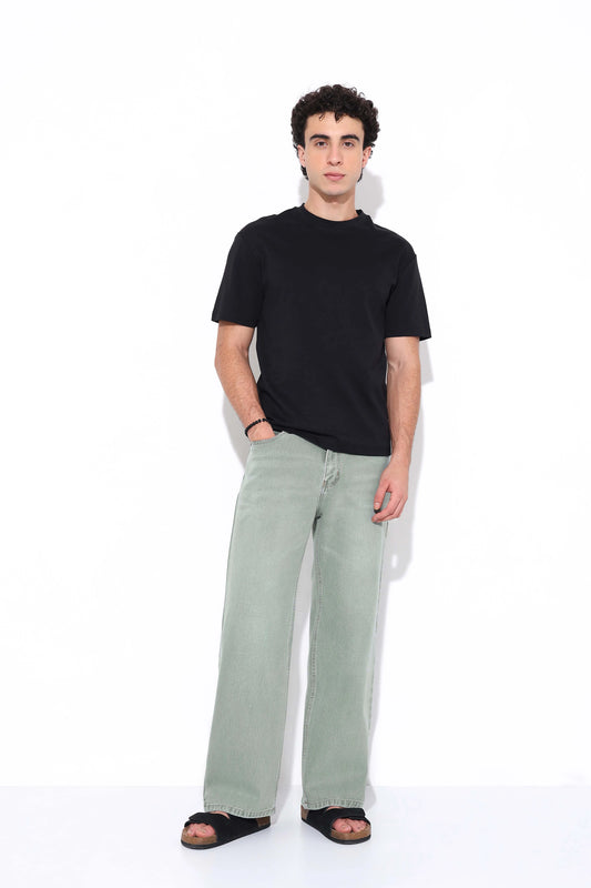 Earthy Green Relaxed Fit Jeans