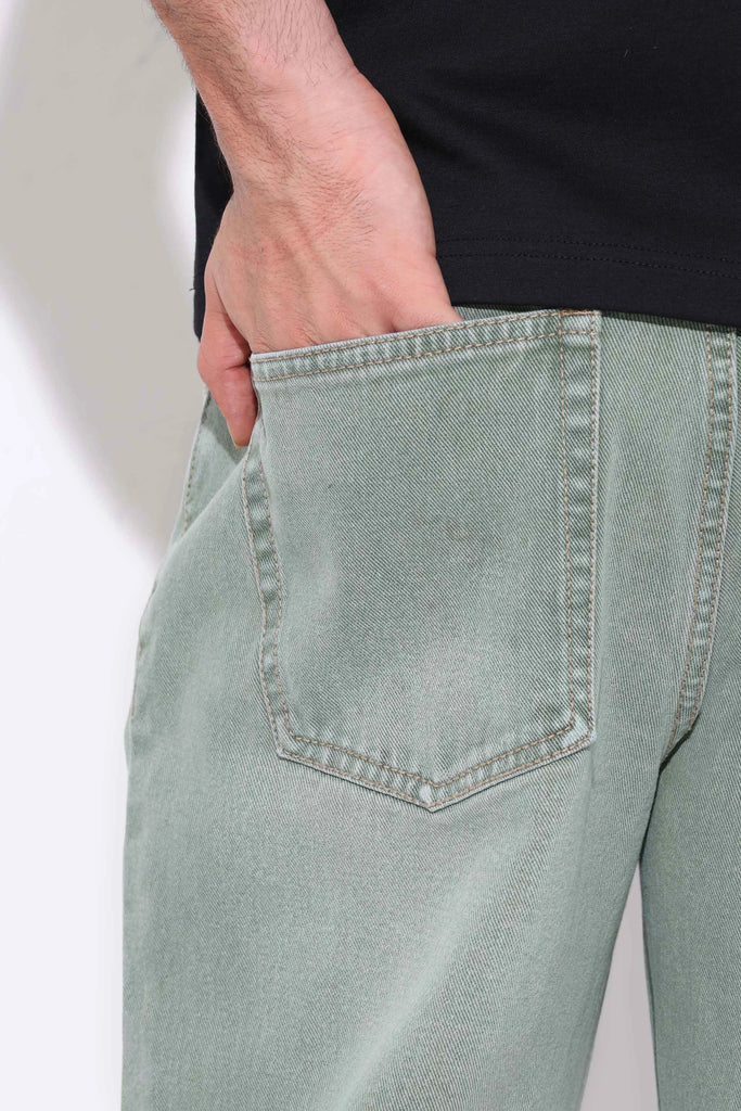 Earthy Green Relaxed Fit Jeans