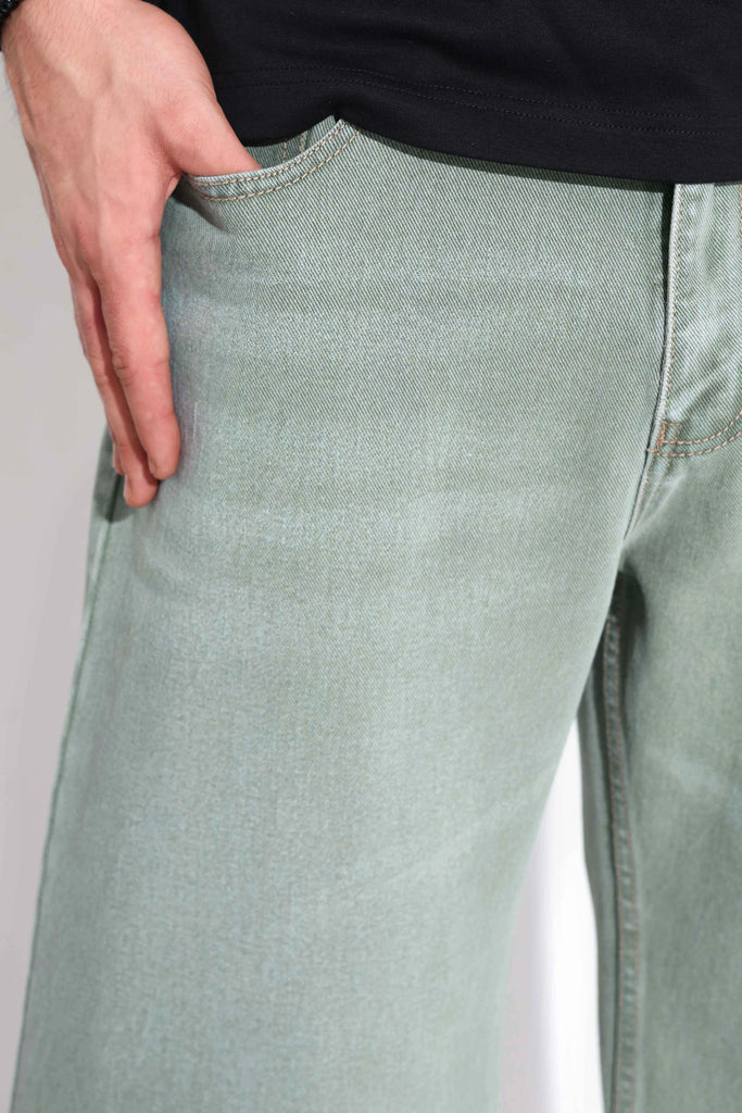 Earthy Green Relaxed Fit Jeans