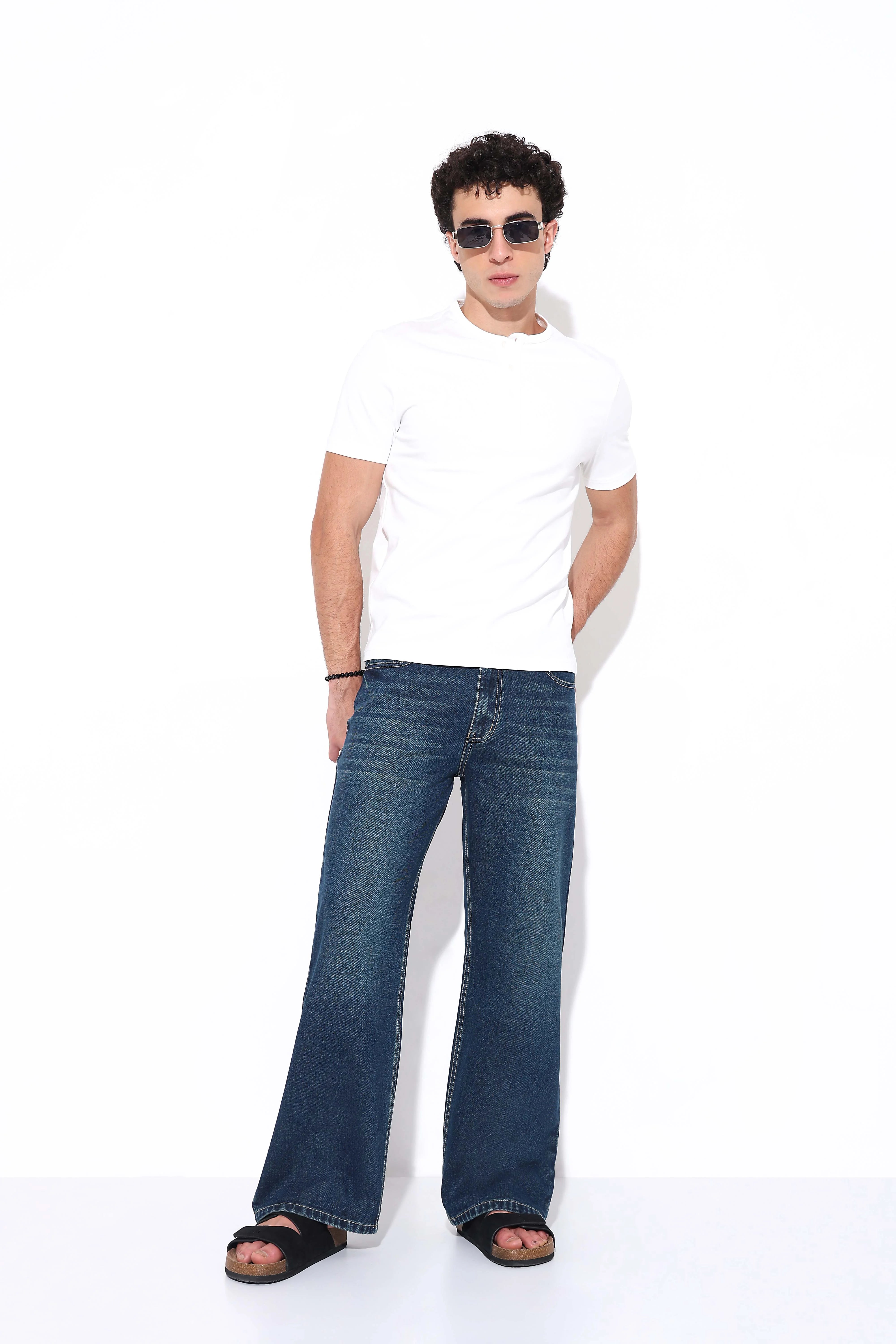 Deep Blue Faded Relaxed Fit Jeans