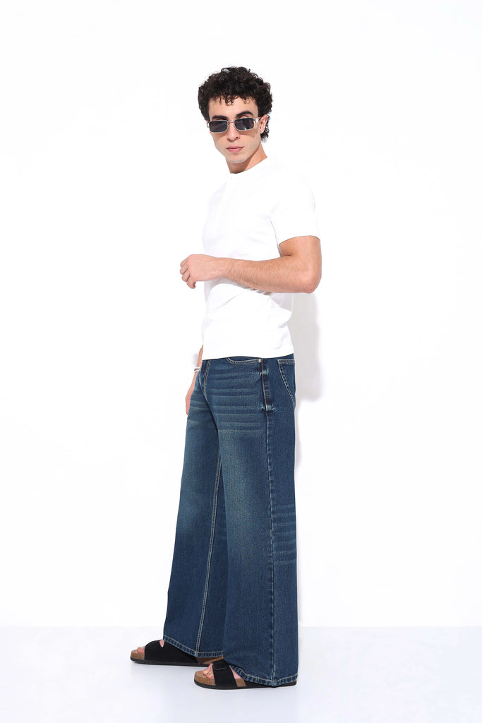 Deep Blue Faded Relaxed Fit Jeans