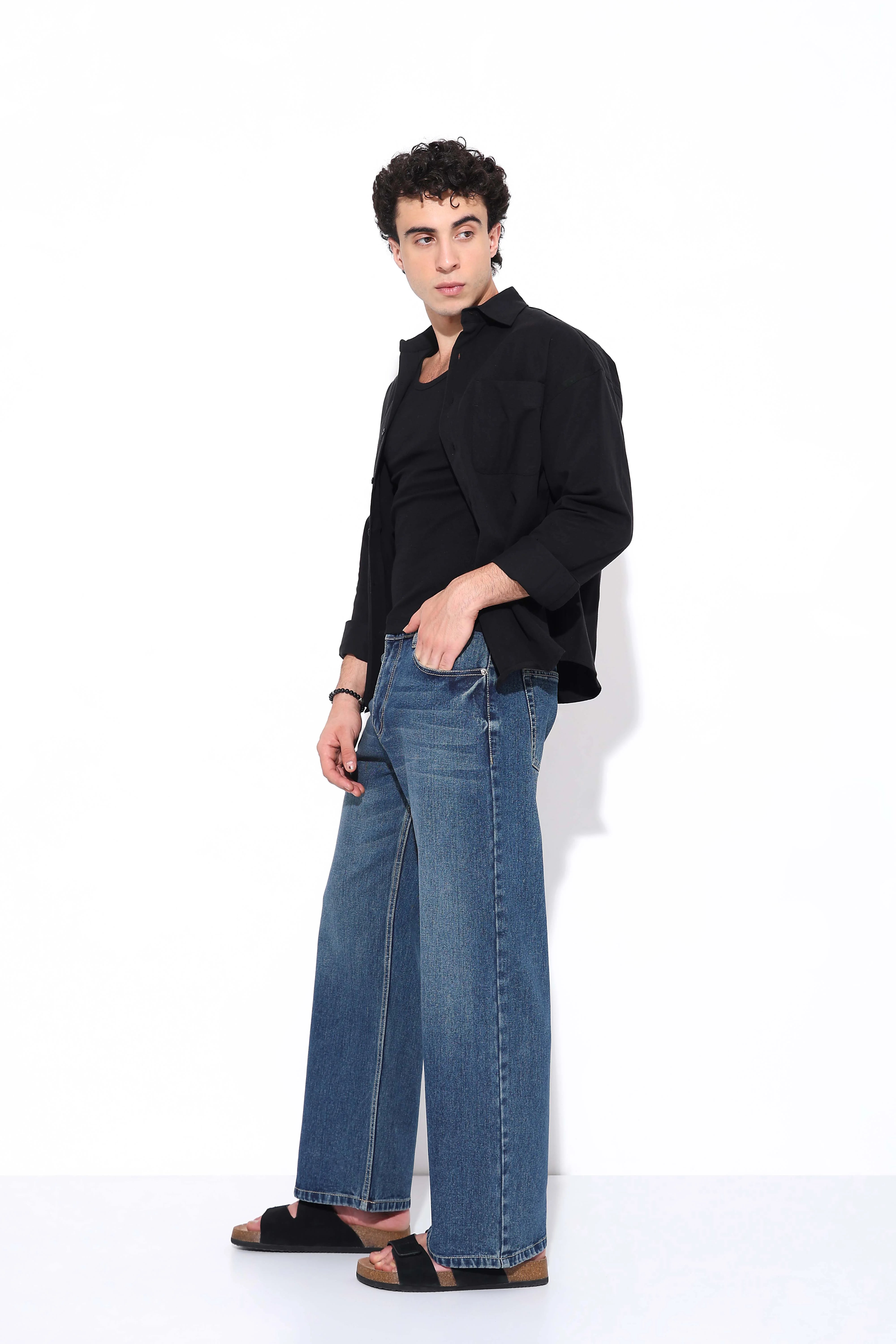 Ink Blue Loose Straight Fit Jeans