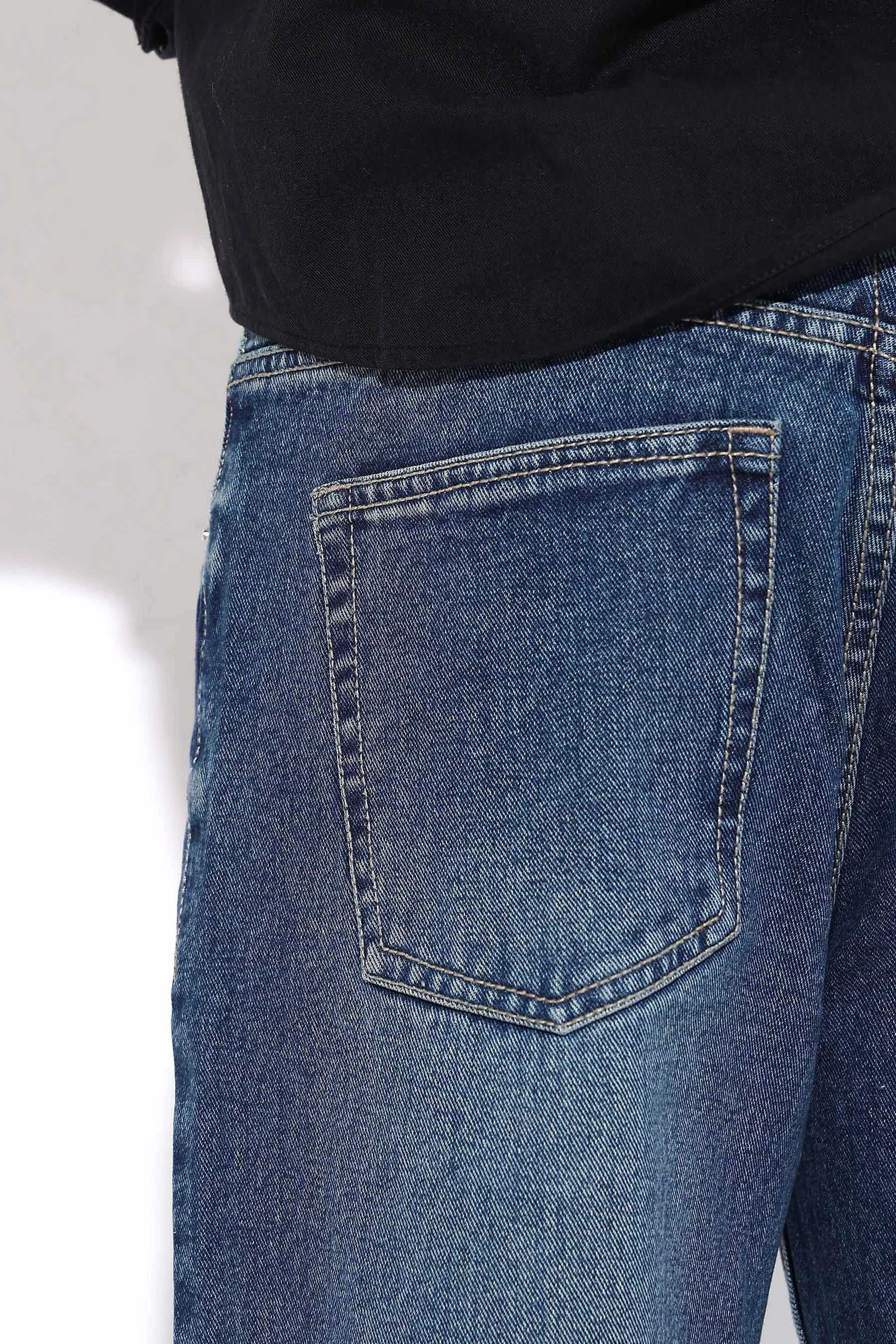 Ink Blue Loose Straight Fit Jeans