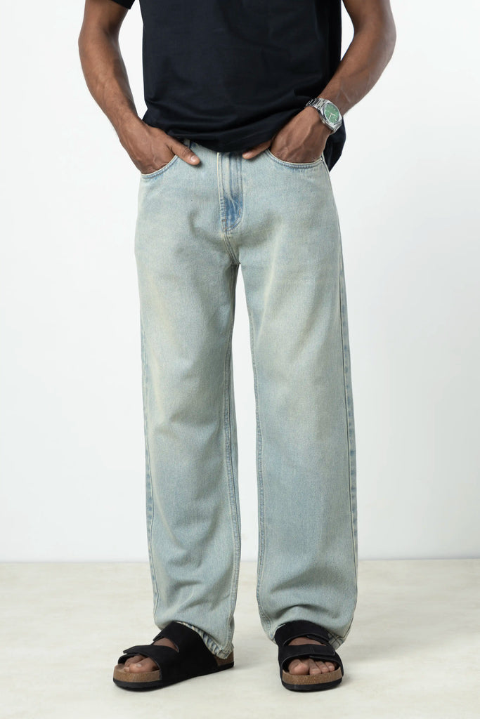 Light Blue Faded Skater Fit Jeans