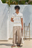 Textured Knit Polo T-Shirt - Off White