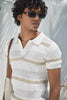 Textured Knit Polo T-Shirt - Off White