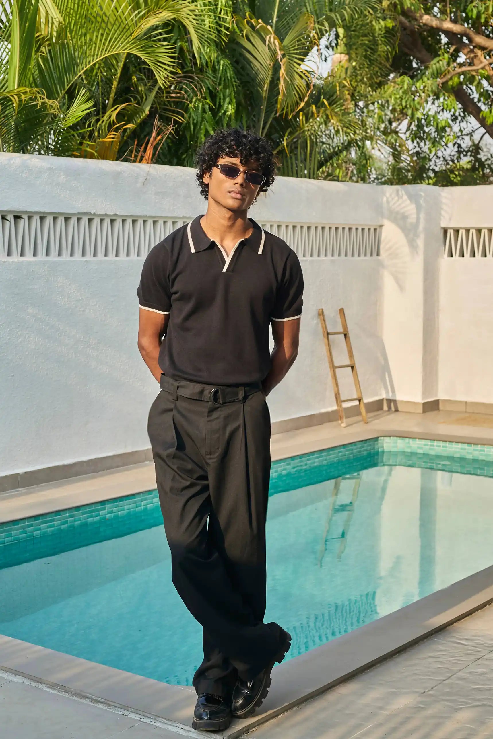 Signature Knit Polo T-Shirt - Black
