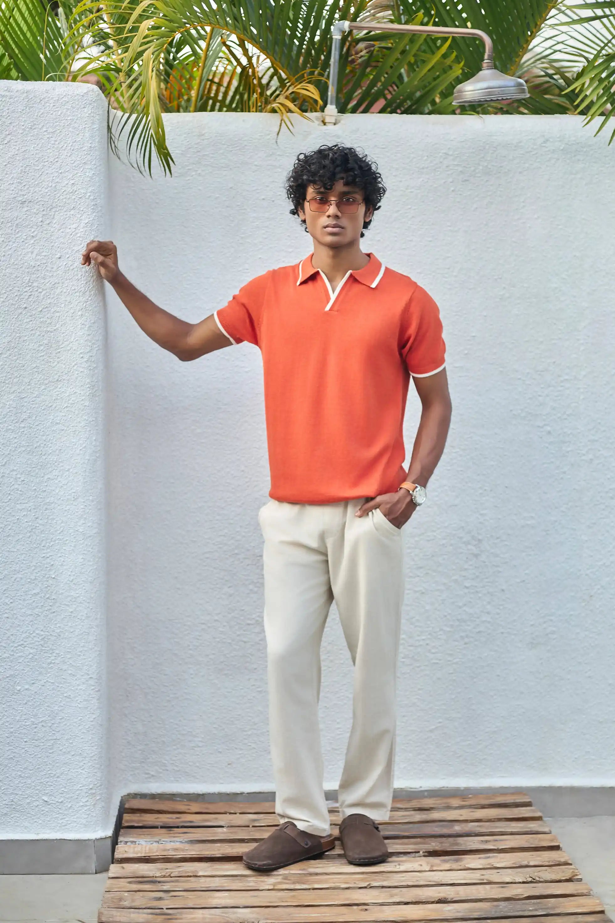 Signature Knit Polo T-Shirt - Orange