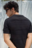 Textured Knit Polo T-Shirt - Black