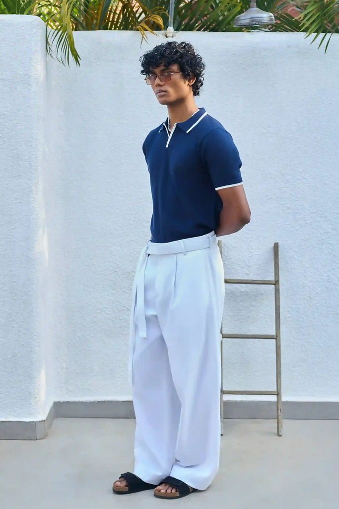 Signature Knit Polo T-Shirt - Navy Blue