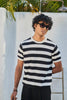 Round Neck Coastal Knit  T-Shirt- Black