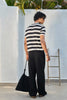 Round Neck Coastal Knit  T-Shirt- Black