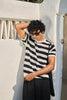 Round Neck Coastal Knit  T-Shirt- Black