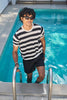 Round Neck Coastal Knit  T-Shirt- Black