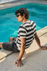 Round Neck Coastal Knit  T-Shirt- Black