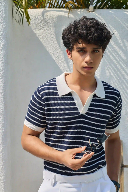 Mariner Knit Polo T-Shirt Navy Blue