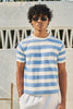 Round Neck Coastal Knit  T-Shirt- Blue