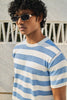 Round Neck Coastal Knit  T-Shirt- Blue