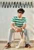 Round Neck Coastal Knit T-Shirt- Green