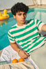 Round Neck Coastal Knit T-Shirt- Green