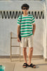 Round Neck Coastal Knit T-Shirt- Green